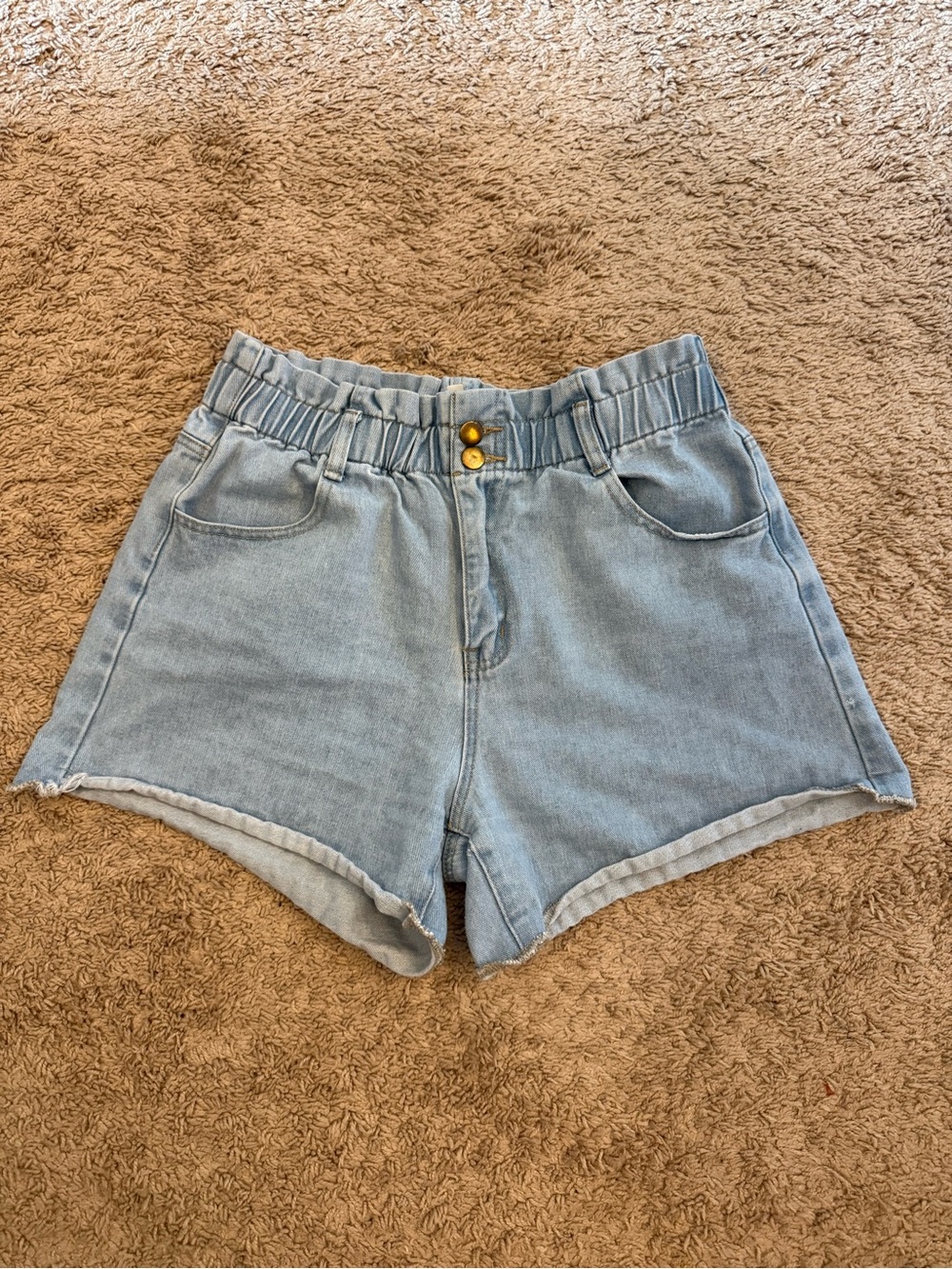 Le Lis Light Blue Elastic Waist Denim Shorts